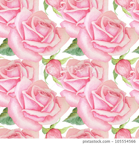 Seamless pattern with roses. Watercolor hand drawn illustration isolated on white background. For textiles, wallpapers Seamless pattern with roses. Watercolor hand drawn illustration isolated on white background. For textiles, wallpapers 105554566