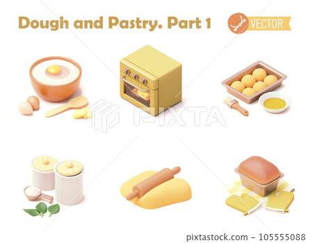 Vector bakery and bread baking icon set 105555088