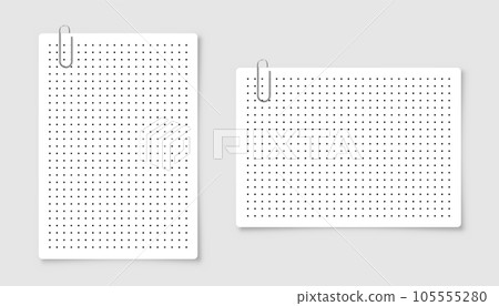 Dotted graph paper with grid. Polka dot pattern, geometric texture for calligraphy drawing or writing. Blank sheet of note paper, school notebook. Vector illustration 105555280