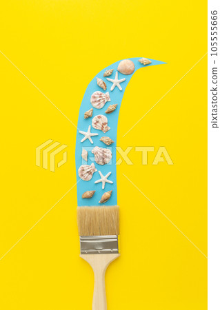 Big brush painting sea wave with shells inside summer concept. 105555666