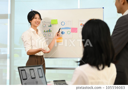 Group of startup business people collaborating sharing idea for new project at co working space. 105556083