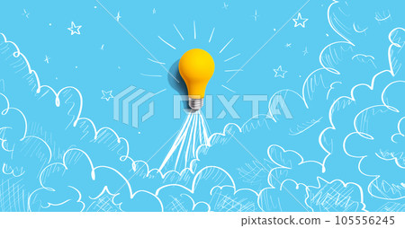 Idea light bulb flying to the sky like a rocket 105556245