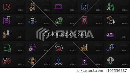 Set of Laptop, World water and Oil barrel line icons. Include 360 degrees, Face verified, Account icons. Medical analytics, Fingerprint, Recovery ssd web elements. Quarantine, Management, Head. Vector 105556887