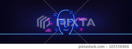Neon light glow effect. Health skin line icon. Face care sign. Cosmetic lotion symbol. 3d line neon glow icon. Brick wall banner. Health skin outline. Vector Neon light glow effect. Health skin line icon. Face care sign. Cosmetic lotion symbol. 3d line neon glow icon. Brick wall banner. Health skin outline. Vector 105556968