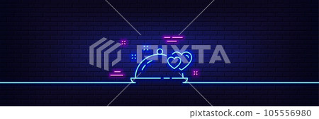 Neon light glow effect. Romantic dinner line icon. Valentines day restaurant food sign. Couple relationships symbol. 3d line neon glow icon. Brick wall banner. Romantic dinner outline. Vector Neon light glow effect. Romantic dinner line icon. Valentines day restaurant food sign. Couple relationships symbol. 3d line neon glow icon. Brick wall banner. Romantic dinner outline. Vector 105556980