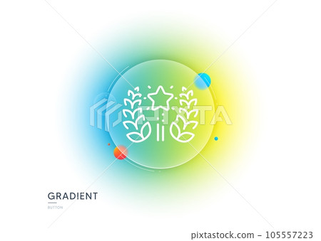 Ranking line icon. Gradient blur button with glassmorphism. Laurel wreath star star sign. Best rank symbol. Transparent glass design. Ranking line icon. Vector 105557223