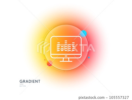 Music making line icon. Gradient blur button with glassmorphism. DJ app sign. Musical device symbol. Transparent glass design. Music making line icon. Vector 105557327