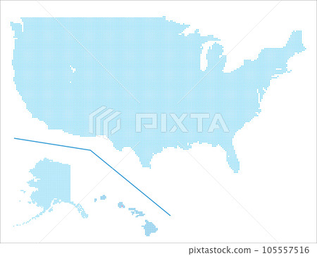 由點代表的美國空白地圖,空白地圖輪廓 由點代表的美國空白地圖,空白地圖輪廓 105557516