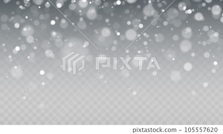 Falling Snow Overlay Background. Snowfall Winter Christmas Background. Vector Illustration. 105557620