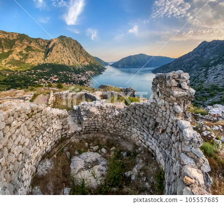 Ruins of Ancient Illyrian fort Rizon in Boka Bay Ruins of Ancient Illyrian fort Rizon in Boka Bay 105557685