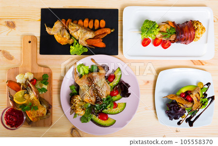 Set of dishes from small fowls 105558370