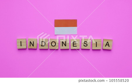 August 17, Indonesia Independence Day, flag of Indonesia, minimalistic banner with the inscription in wooden letters 105558520