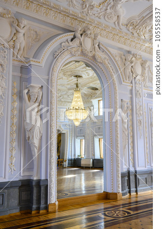 Large mirror in interior of estate of 19 century in Nizhny Novgorod, with bas-reliefs and paintings Large mirror in interior of estate of 19 century in Nizhny Novgorod, with bas-reliefs and paintings 105558537