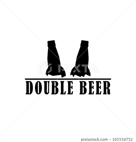 Double beer. Two beer bottles together with ice cubes. Editable isolated vector illustration, icon, logo and clipart on white background. Double beer. Two beer bottles together with ice cubes. Editable isolated vector illustration, icon, logo and clipart on white background. 105558752