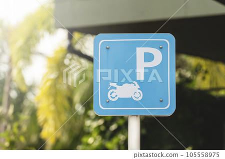 Parking sign for motorcycles, mopeds and scooters Parking sign for motorcycles, mopeds and scooters 105558975