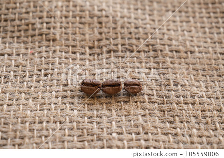 Coffee beans lined up with burlap Coffee beans lined up with burlap 105559006