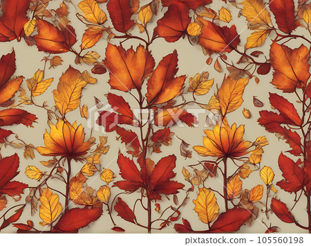 Autumn floral background red and yellow leaves-插圖素材 [105560198] - PIXTA圖庫
