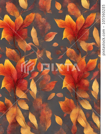 Autumn flower painted background red and yellow 105560285