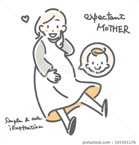 A pregnant woman looking forward to her baby Simple and stylish line drawing illustration 105561176