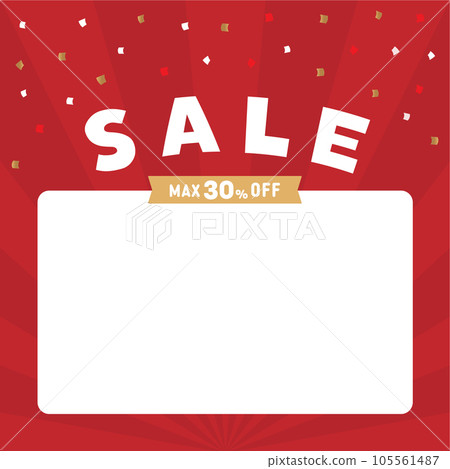 SALE and 30% OFF characters and confetti background material - banner poster with conspicuous red concentration line SALE and 30% OFF characters and confetti background material - banner poster with conspicuous red concentration line 105561487