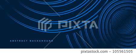 Abstract dark blue background with circle geometric lines. Futuristic technology concept with rounded lines. 105561505
