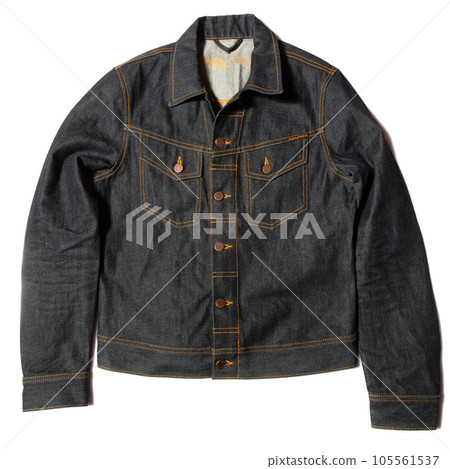 Denim jacket isolated. Blue jean coat on white background. 105561537