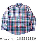 Blue check long sleeve men shirt on white background. 105561539
