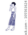 A woman drinking a drink 105561624