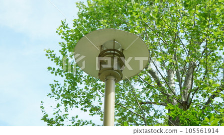 Dented street lights in the outdoor park Dented street lights in the outdoor park 105561914