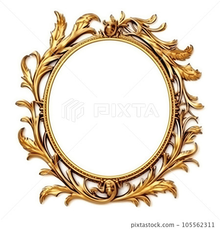 wooden gold frame for painting or picture on white background. 105562311