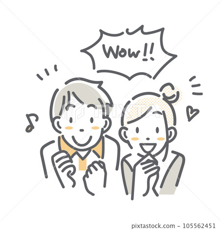 A young couple happy with good news Simple and stylish line drawing illustration A young couple happy with good news Simple and stylish line drawing illustration 105562451