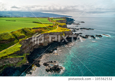 Drone point of view, picturesque nature of Azores 105562532