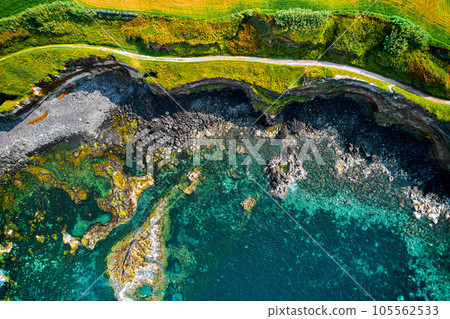 Drone point of view, picturesque nature of Azores 105562533