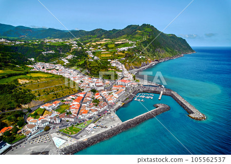 Aerial view Povoacao townscape, Azores Aerial view Povoacao townscape, Azores 105562537