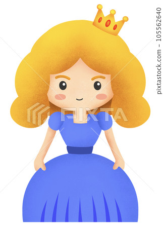 Princess collection with golden crown castle dragon and frog Hand drawn childish illustration 105562640