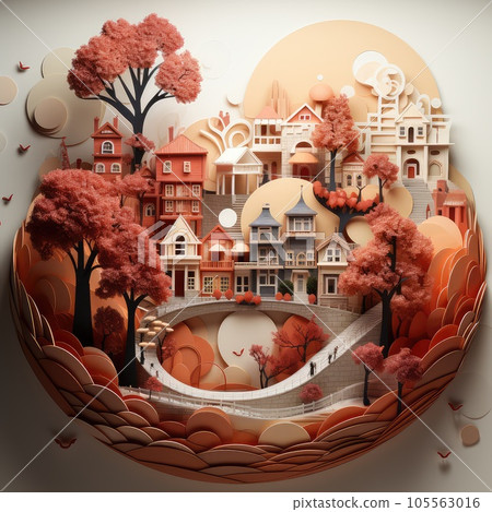 3d paper cut abstract valentine day template background. 105563016