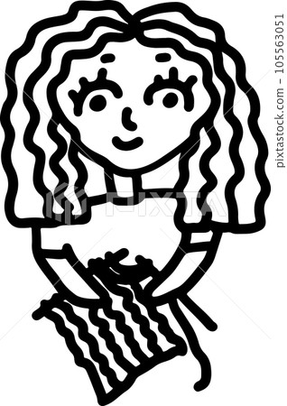 Girl with Knitting Sketch Icon Girl with Knitting Sketch Icon 105563051
