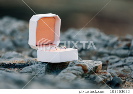 A ring case placed on a rocky place Proposal image 105563623