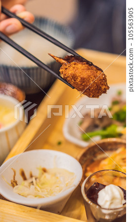 Japanese bento set. Food at a Japanese restaurant VERTICAL FORMAT for Instagram mobile story or stories size. Mobile wallpaper 105563905