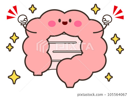 充滿活力的腸道人物插圖與線條畫 105564067