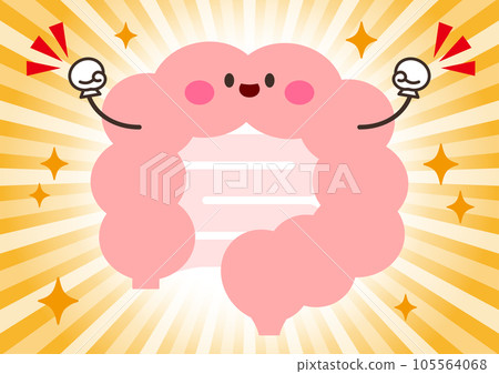 徑向背景與充滿活力的腸字符插圖 徑向背景與充滿活力的腸字符插圖 105564068