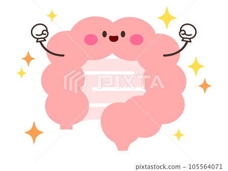 Character illustration of a cheerful intestine 105564071