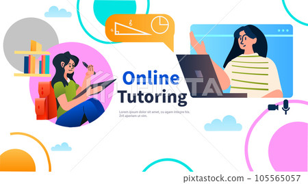 student watching lecture recordings podcast courses audio video recording online tutoring education e-learning concept 105565057