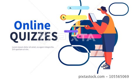 student chooses correct answer in test online quiz e-learning distance education concept horizontal copy space student chooses correct answer in test online quiz e-learning distance education concept horizontal copy space 105565069