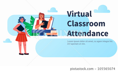 student in virtual classroom using smart interactive board virtual attendance e-learning online education concept student in virtual classroom using smart interactive board virtual attendance e-learning online education concept 105565074