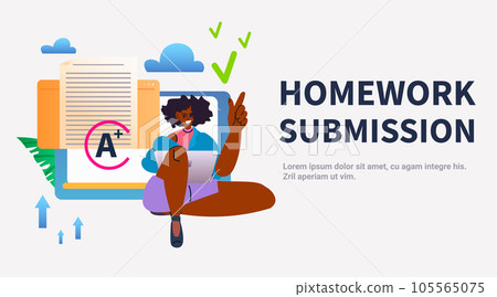 girl student using laptop homework submission e-learning online education concept horizontal girl student using laptop homework submission e-learning online education concept horizontal 105565075