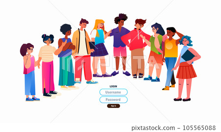 mix race students group standing together online education e-learning concept horizontal copy space mix race students group standing together online education e-learning concept horizontal copy space 105565088