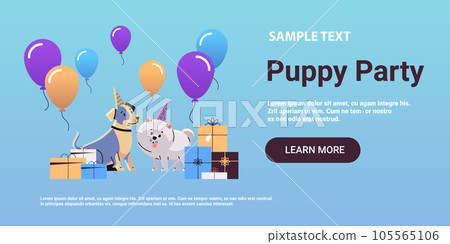 Happy national dog day greeting card cute doggy posing in hats holiday of domestic animals concept horizontal Happy national dog day greeting card cute doggy posing in hats holiday of domestic animals concept horizontal 105565106