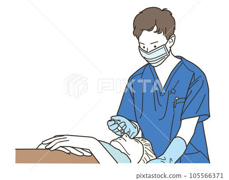 Male surgeon performing surgery in cosmetic surgery 105566371