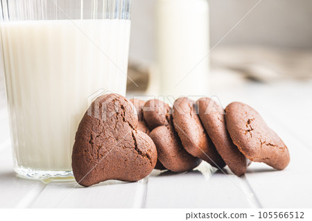 Heart shaped cookies on white table. 105566512